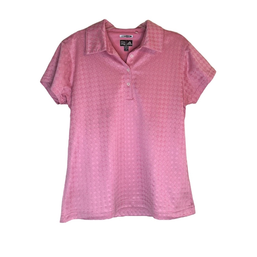 Adidas Climalite Juniors Pink Short Sleeve Quarter Button Up Size Medium